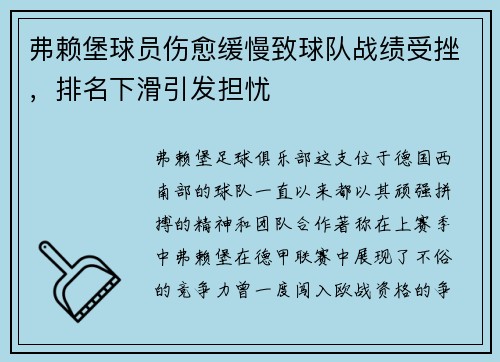 弗赖堡球员伤愈缓慢致球队战绩受挫，排名下滑引发担忧